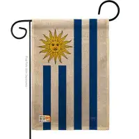 Breeze Decor Uruguay of the World Nationality Impressions Decorative Vertical 2-Sided Burlap 1'5 x 1 ft. Garden Flag