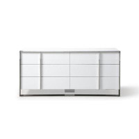 Orren Ellis Modern White + Stainless Steel Dresser