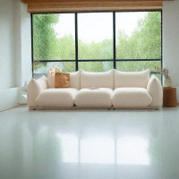 ABPEXI 102.34" White Velvet Modular Sofa cushion couch