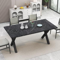 Ivy Bronx Giavonnie Faux Marble Top Dining Table, Modern Dining Table