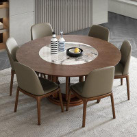 STAR BANNER New Chinese dining room solid wood table Nordic large dining table set with turntable