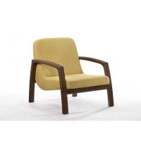 Lux Comfort 31x 26 x 31_31" Gold And Walnut Retro Modern Wood Armchair