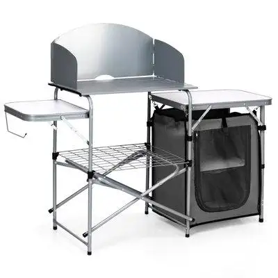 Topbuy Topbuy Camping Folding Table Portable Outdoor Bbq Grill Stand W/windscreen Bag