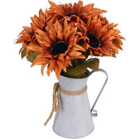 Primrue Fall Artificial Sunflower Centerpieces Fake Sunflower Potted Plants For Home Bathroom Kitchen Office Table Decor