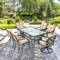 Red Barrel Studio Patiojoy 4 Pcs Patio Dinning Chairs Cushioned Chairs W/steel Frame For Garden Backyard & Poolside