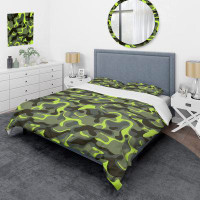 East Urban Home Green Desert Camouflage - Cabin & Lodge Duvet Cover Set