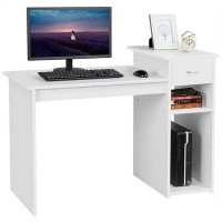 Ebern Designs Jenzel Home Office Workstation Computer Desk With Drawer And Storage, White