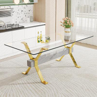 Mercer41 Dining table. Modern tempered glass dining table