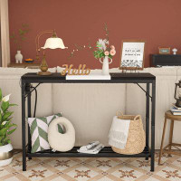 17 Stories Narrow Console Table With Power Strips, Sofa Table With Storage Shelves For Living Room, 2-Tier Foyer Tables