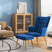 Accent Chair with Ottoman 28" W x 30.3" D x 39" H Blue