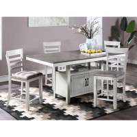 Lark Manor Amarianna 5-Piece Counter Height Extendable Rubberwood Solid Wood Dining Set