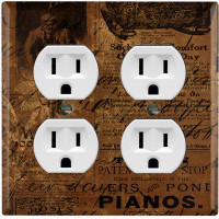 WorldAcc Metal Light Switch Plate Outlet Cover (Rustic Bakery Letter Brown - Double Duplex)