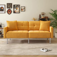 Ebern Designs Linen Upholstered Modern Convertible Folding Futon Sofa Bed