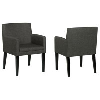 Latitude Run® Fineas 24 Inch Armchair Set Of 2, Grey, Cushioned Seat, Wood Block Legs