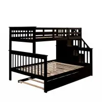 Red Barrel Studio Twin-Over-Full Bunk Bed With Twin Size Trundle, Storage And Guard Rail For Bedroom, Dorm, For Adults,
