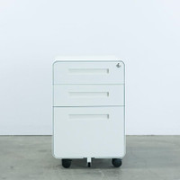 MotionGrey Metal Filing Cabinet with 3 Drawers w/ Lock, Mobile Office Cabinet w/ Wheels for Legal Letter &amp; A4 Files