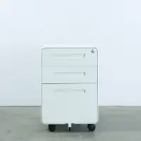 MotionGrey Metal Filing Cabinet with 3 Drawers w/ Lock, Mobile Office Cabinet w/ Wheels for Legal Letter &amp; A4 Files