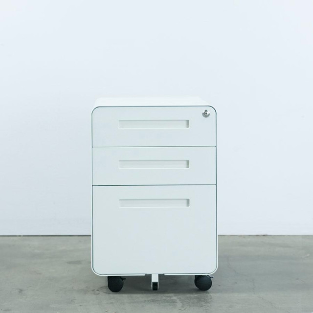 MotionGrey Metal Filing Cabinet with 3 Drawers w/ Lock, Mobile Office Cabinet w/ Wheels for Legal Letter &amp; A4 Files  in Bookcases & Shelving Units