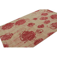 Wrought Studio Wrought Studio’S Modern Abstract Art Rug In Beige-Brown, With Red Floral Patterns