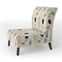 Red Barrel Studio Beige Urban Nomadic Fern Pattern - Upholstered Cottage Accent Chair