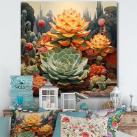 Design Art Blossoming Succulent In The Wild - Succulent Wall Art Prints