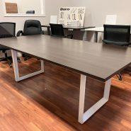 Icon Boardroom Table with Metal O-Leg – 42 x 84 – Tuxedo – Showroom Model