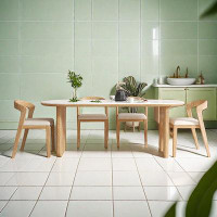 Hokku Designs 4 - Person White Half-circle Stone Tabletop Dining Table Set