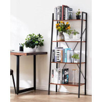 17 Stories Ladder Shelf Bookcase, Bookshelf 4 Tier, Industrial Standing Shelf Storage Rack Storage Organizer Plant Stand
