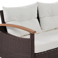 Latitude Run® Outdoor Conversation 4-Piece Set with Upholstered Seat Cushion and Wooden Legs
