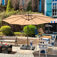 Arlmont & Co. Roslinda 120" Steel Cantilever Patio Offset Umbrella with Matching Weighted Base