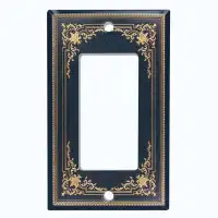 WorldAcc Metal Light Switch Plate Outlet Cover (Victorian Vintage Frame Black  - Single Toggle)