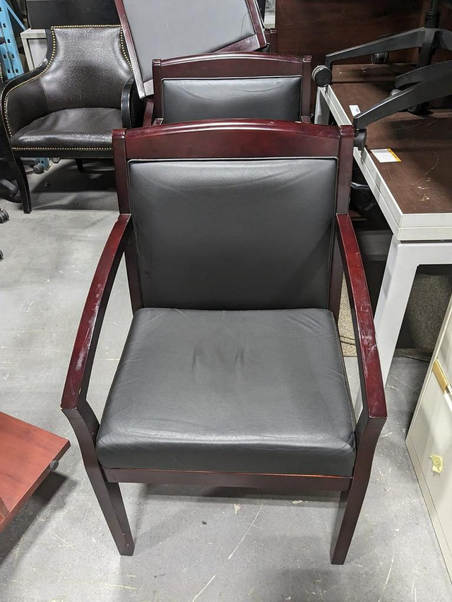 Vinyl Leather Wooden Visitor Chair-Excellent Condition-Call us now! in Chairs & Recliners in Toronto (GTA)