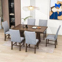 Red Barrel Studio Jenaia 7 - Piece Dining Set, Extendable Kitchen Table Set with Upholstered Chairs