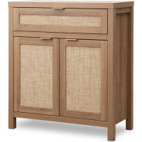 Bay Isle Home™ Buffet Cabinet Sideboard with Storage, Rattan Accent Cabinet with Doors Drawer,  Oak