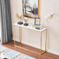 Mercer41 Modern Console Table, Faux Marble Sofa Tables, Narrow Open Hallway Table, Sofa Entryway Table, Accent Porch Tab