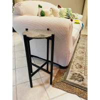 Wrought Studio Outdoor Round Aluminum Accent Table With Terrazzo Top