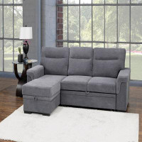 Everly Quinn Nathan Sectional Sofa Bed, Grey