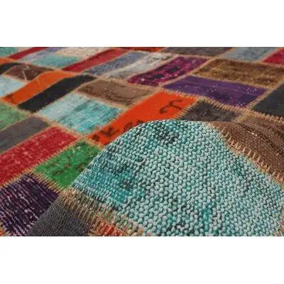 Isabelline Hand-Knotted Colour Transition Patch Brown, Orange Wool Rug 6'10" X 10'3"