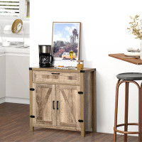 Gracie Oaks Farmhouse Sideboard Buffet Cabinet, Wooden Accent Cabinet, Kitchen Cabinet With Drawer And Adjustable Shelf