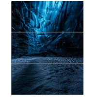 Made in Canada - Design Art Beautiful Ice Cave in Iceland - 3 Piece Wall Art on Wrapped Canvas Set