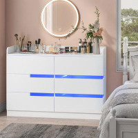 Ivy Bronx Multifunctional Led Dresser With Charging Station, Spacious Black Bedroom Dresser, Exquisite High-grade Chest