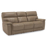 Palliser Furniture Powell 89.5" Leather Match Pillow Top Arm Reclining Sofa