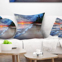Made in Canada - East Urban Home Seashore Fluffy Dark Clouds over Ocean Pillow