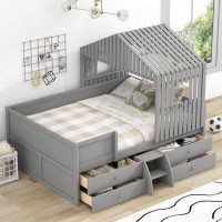 Red Barrel Studio House Low Loft Bed With Four Drawers(Expected Arrival Time: 12.13)