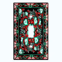 WorldAcc Metal Light Switch Plate Outlet Cover (Red Green Contemporary Hearts Black  - Single Toggle)