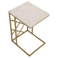 Alma Angeliki Accent Table with Marble Top White