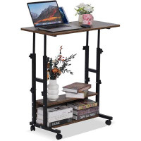 17 Stories Small Standing Desk Adjustable Height, Mobile Stand Up Desk With Wheels, 32 Inch Portable Rolling Desk Small