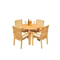 Rosecliff Heights Douberly Round 4 - Person Dining Set with Cushions