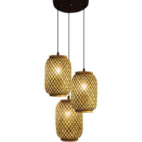 Bay Isle Home™ Bamboo Lantern Pendant Lamp LED Hanging Lamp Modern Weave Single Light Pendant Lamp Ceiling Hanging Light