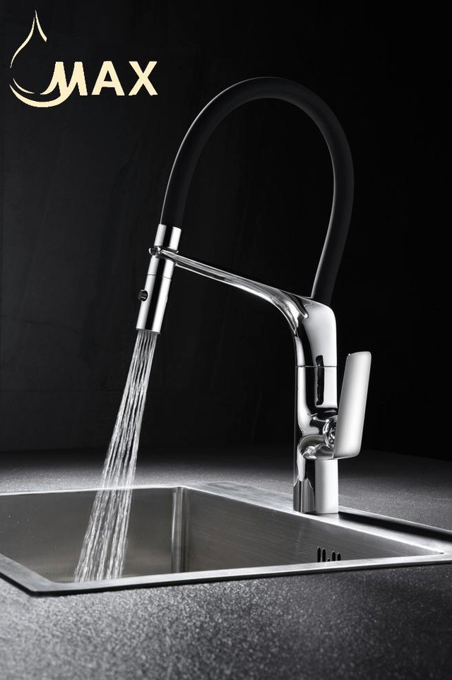 Pull-Down Rubber Flexible Kitchen Faucet 18 In Matte Black/ Matte Black Rubber Finish in Plumbing, Sinks, Toilets & Showers